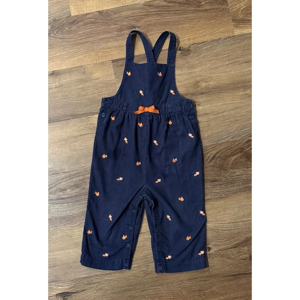 Vintage HTF Gymboree 2004 Corduroy My Pet Goldfish Fish Overall Romper 12-18 Mon